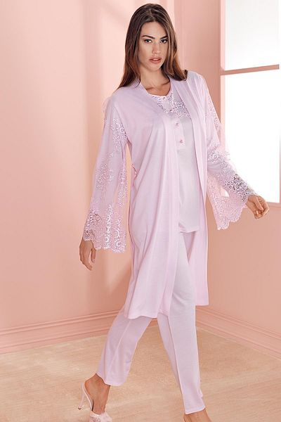 Espuar Women's 757 Combed 3-Piece Comfortable Maternity Pajamas Set