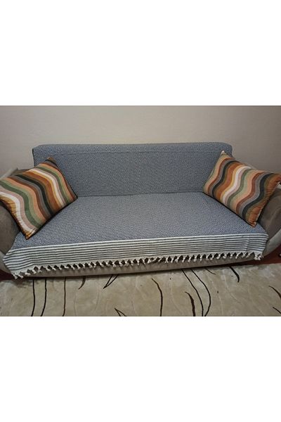 Genç Uludağ Organic Arm Cover - Gray 170X220 Cm, Buldan Diaper, Cotton Sofa Shawl and Sofa Sofa Bed