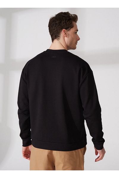 GMG FIRENZE Crew Neck Plain Black Men's Sweatshirt Gu22Mfw08305