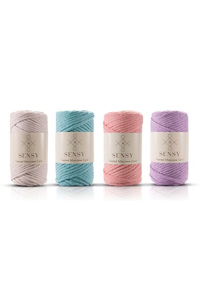 SENSY Premium Taranan Macrame Makrame Hobby String Σετ 4 τεμαχίων εκρού - μέντα - σολομός - λιλά