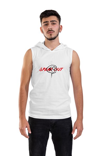 Raf Coll Tricou alb fără mâneci cu glugă unisex