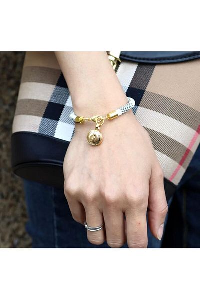 QUEEN AKSESUAR Trend Moda Brown Leather Strap Gold Gold Locked Bracelet