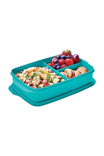 Tupperware Compartmented Lunch Box (turquoise Lid)