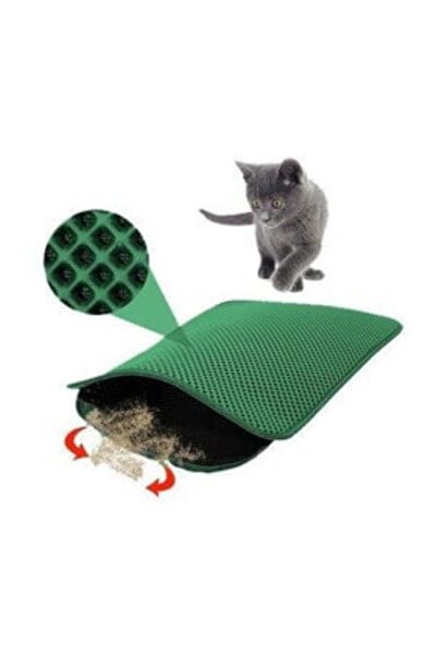 ATASAN Green Colored Sealed Toilet Front Sand Collector Cat Mat