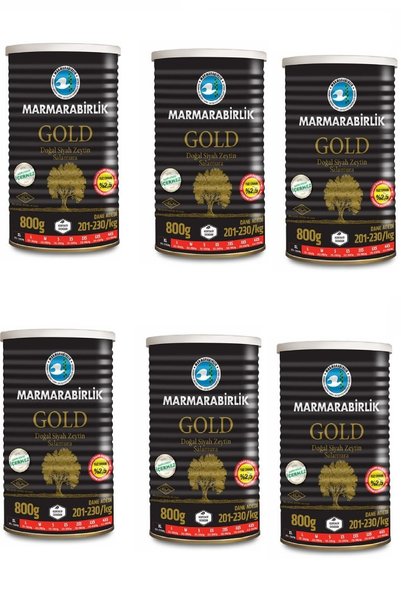 MarmaraBirlik (xl) 201-230 Gold Doğal Az Tuzlu Salamura Zeytin Teneke 800 Gr ...