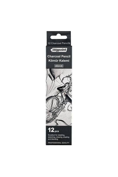Bigpoint Box of 12 - Charcoal Pencil, Medium Medium Hardness