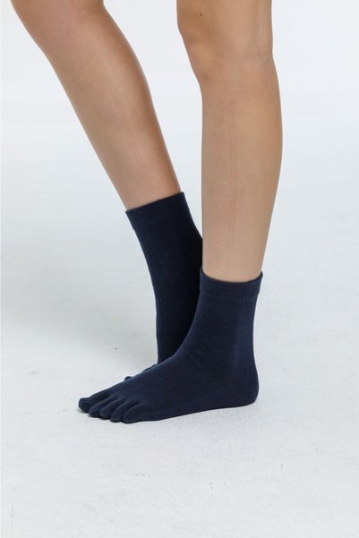 lacoton Women's Navy Blue Color Cotton Toe Socks
