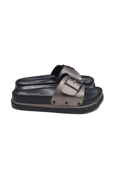 Pierre Cardin Women's Metallic Buckle Adjustable Anatomical Slippers