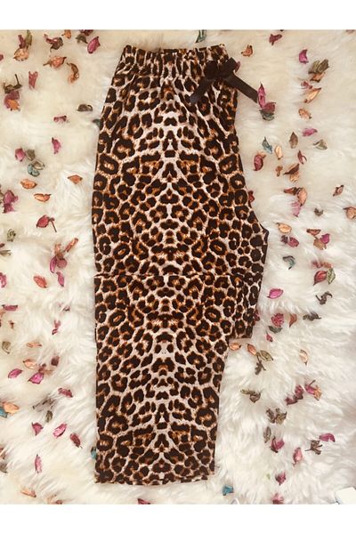 Altınay Women's Brown Pocketless Viscose Summer Pajama Bottoms V33