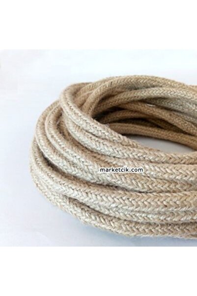 marketcik 2x0,50mm 1 Cm Hasır Örgülü Halat Kablo, 1 Metre