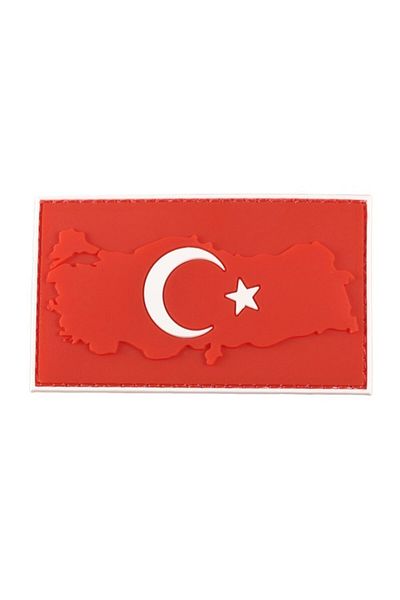 SINGLE SWORD Patch pentru braț din plastic Hartă 3d Steagul turcesc roșu