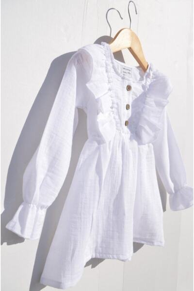 Botex Rochie albă de fetiță de muselină