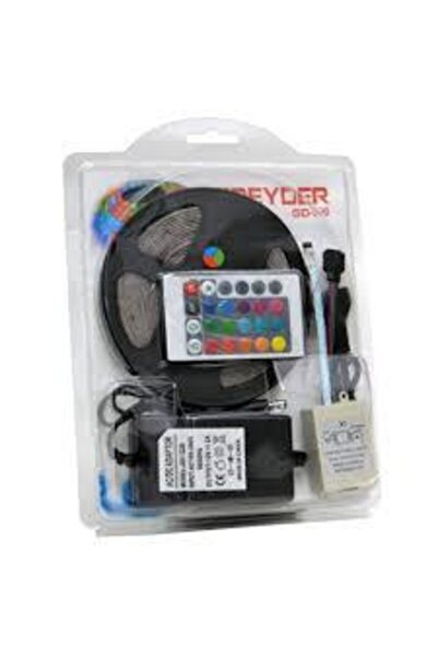 Greyder Silikonlu Kumandalı Rgb Şerit Led 5 Metre Adaptörlü Çift Taraflı Bant Tak Çalıştır