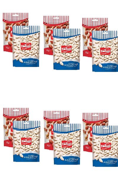 Tadım Roasted Salted Peanuts 90 Gr x 6 Packs Unsalted Pumpkin Seeds 80 Gr x 6 Packs