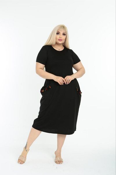 Mezura Καλοκαιρινό φόρεμα από βαμβακερό χτενισμένο βισκόζη με κοντό μανίκι με τσέπη μέχρι το γόνατο