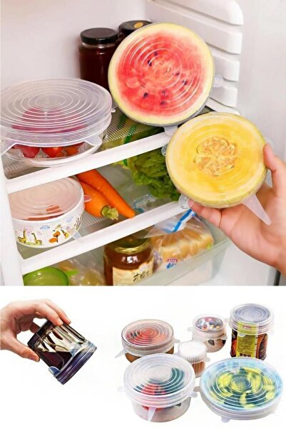 easyso Freshness Preserving Storage Container Lid 6-Piece Silicone Stretch Li...