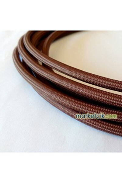 Genel Markalar 2x0,50mm Kahverengi Renkli Dekoratif Örgülü Kumaş Kablo, 5 Met...