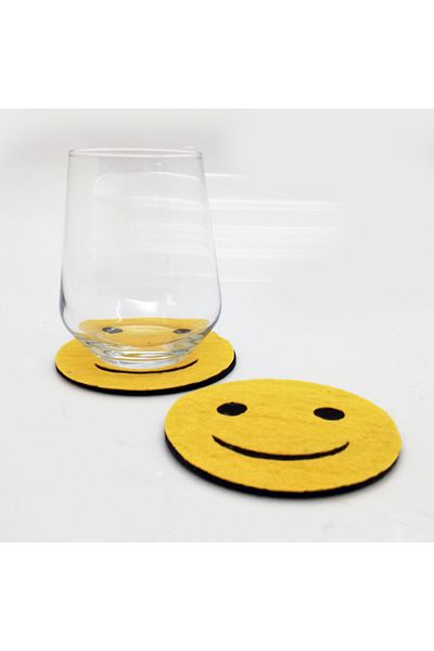 Lora Davet American Service Coaster Felt Emoji yellow