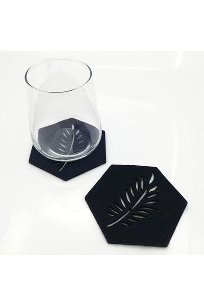 Lora Davet American Service Coaster Felt Hexagon μαύρο