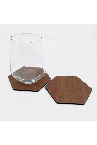 Lora Davet American Serving Coaster Wooden Hexagon brown