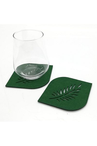 Lora Davet American Service Coaster Felt Oval Corner green