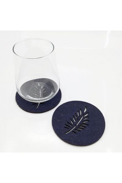 Lora Davet American Service Coaster Felt Round Navy Blue