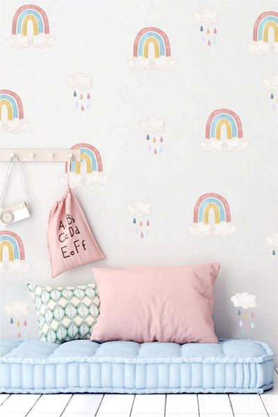 Piksel Grafik Modern Boho Rainbows Kids Room Wall Sticker