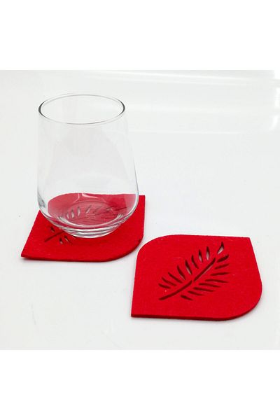 Lora Davet American Service Coaster Felt Oval Corner roșu