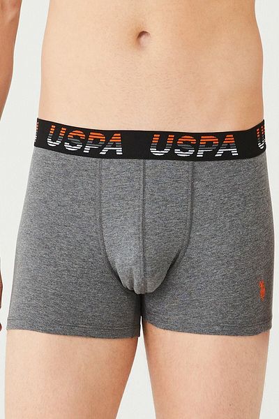 U.S POLO Men's Orange - Black - Gray Melange 3-Piece Boxer