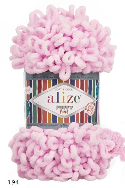 Alize Açık Pembe Puffy Fıne 194 El Örgü Ipi (5 Li Paket)