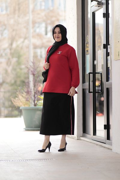 Zey&Ka Butik Women's Red Sports Skirt Blouse Set