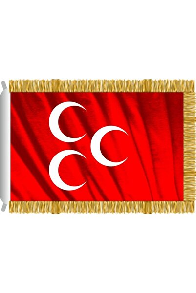 Rekbay Üç Hilal Bayrağı Flaması Saçaklı 100x150cm Kırmızı Renk