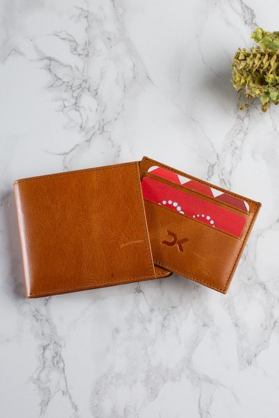 DK LEATHER Унисекс портфейл с отделение за монети от естествена кожа, кафяво-кафяво, Манчестър - Подаръчен - Crazy