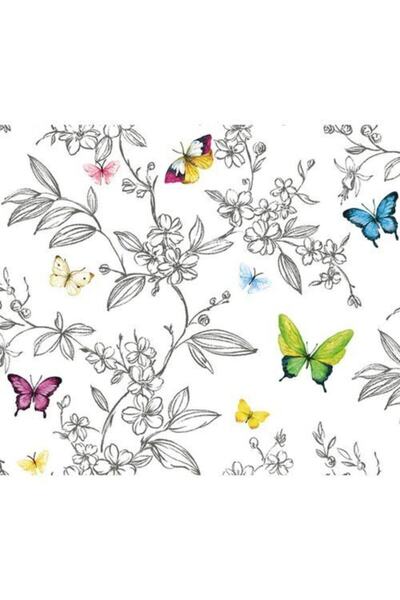 Adawall Anka 1606-1 Kelebek Ve Çiçek Desenli Duvar Kağıdı 16,5 M2/kelebekli D...