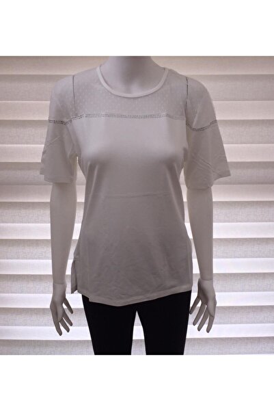 OREYA Stone Embroidered Short Sleeve Blouse