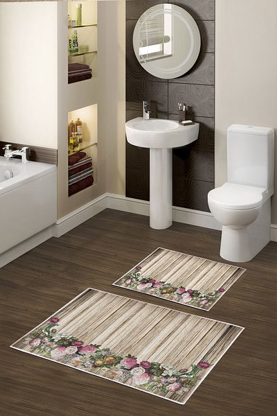 Alanur Home Alanur Trend Non-Slip Base Digital Bathroom Set Kt470 Brown
