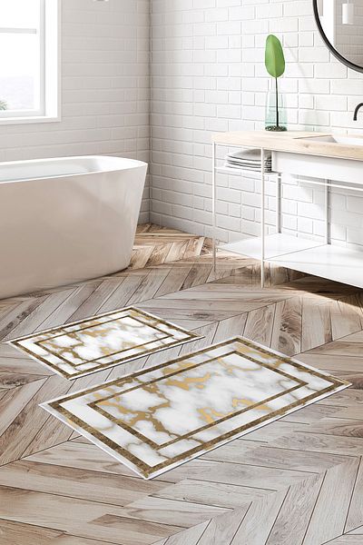 Alanur Home Set de toaletă digital pentru baie cu bază anti-alunecare Alanur Trend Kt477 Gold