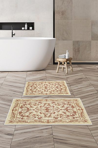 Alanur Home Set de toaletă digital pentru baie cu bază anti-alunecare Alanur Trend Kt460 Roșu Claret