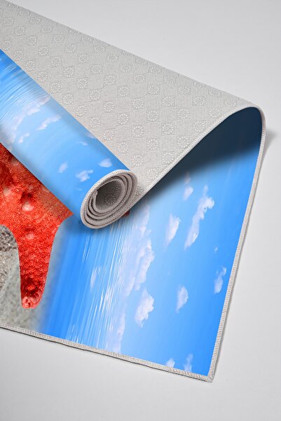 Alanur Home Alanur Trend Non-Slip Base Digital Bathroom Set Kt437 Blue