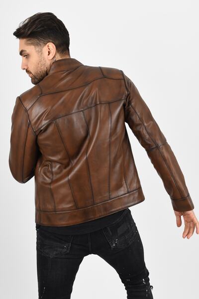 ALİN Men's Brown Bradley Shaded Brown Leather Jacket
