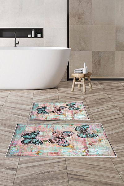 Alanur Home Alanur Trend Non-Slip Base Digital Bathroom 2-Piece Toilet Set Kt417 Turquoise