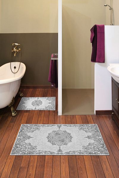 Alanur Home Alanur Trend Non-Slip Base Digital Bathroom Set Kt466 Gray