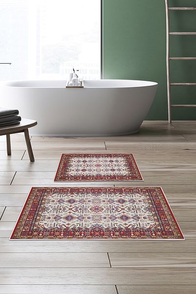 Alanur Home Alanur Trend Non-Slip Base Digital Bathroom Set Kt434 Brown