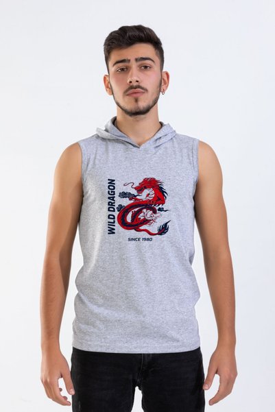 Raf Coll Unisex sivi melanž Sa kapuljačom bez rukava T-shirt