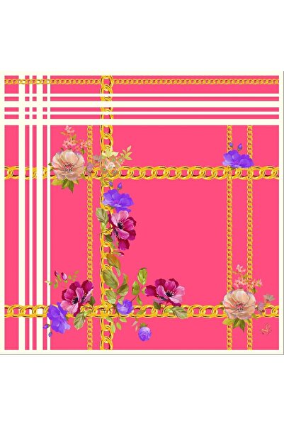 19V69 ITALIA Nar Çiçeği Beyaz Twill Eşarp Gold Seri 90x90 Cm Eşarp Askısı Ve ...