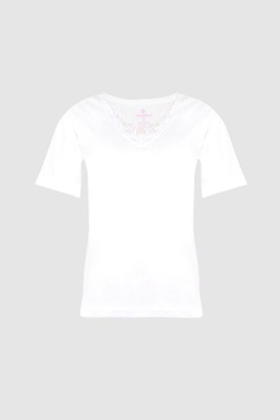 Ceylanoğlu Women's Ribbed Half Sleeve Laced Undershirt 6 Pack 205