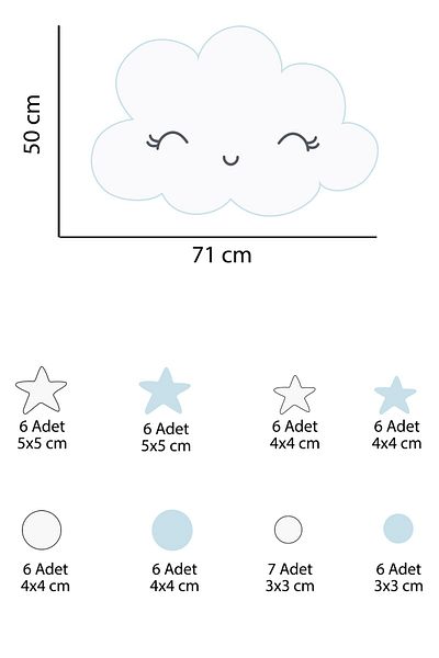 Tilki Dünyası Cloud White Baby Blue Stele și buline