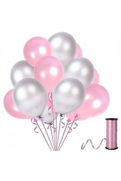 Acar Süs Pink Silver Metallic Balloon 12 Inch 25 Pieces