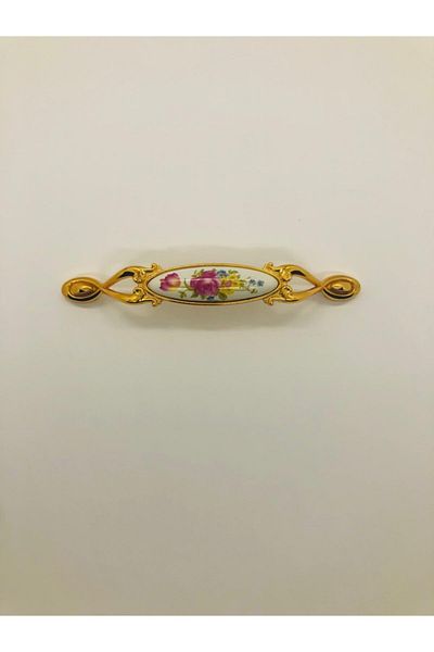 CLV PORSELEN KULP 128mm White Porcelain Flower Patterned Italian Handle Furniture Handle Cabinet Handle