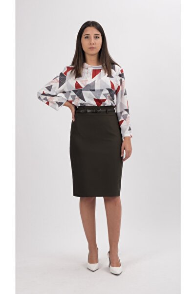 SORALLİNE Γυναικεία Φούστα Μολύβι 60 εκ. Μήκος 740 Χακί